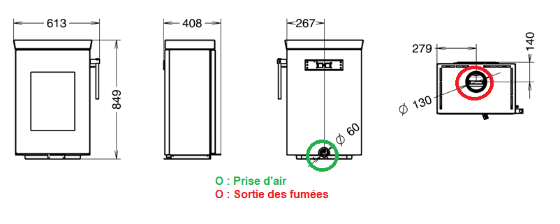 Poêle à bois design raccordable - THERMOROSSI Zen 5.9 kW
